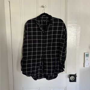 Madewell Black and White Plaid Button-Up Shirt